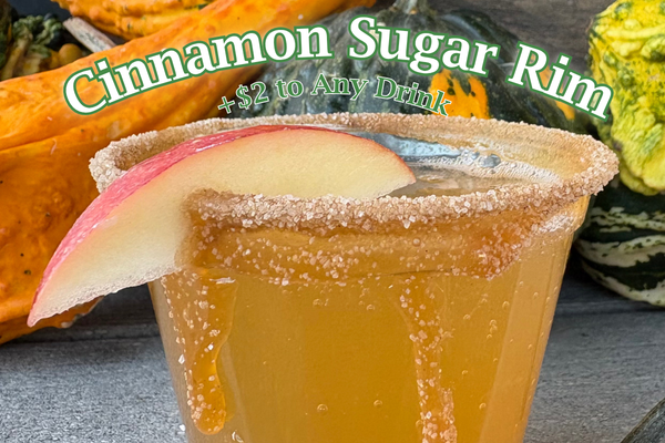 Add a Cinnamon Sugar or Pumpkin Pie Spice Sugar Rim to any Cup